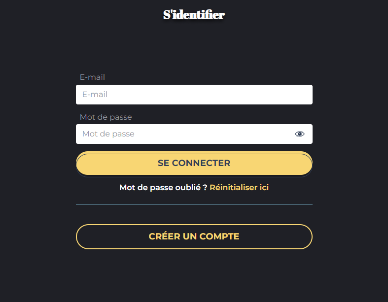 Olympe Casino Start Formulaire de connexion