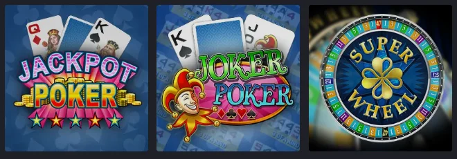 Trois jeux de vidéo poker